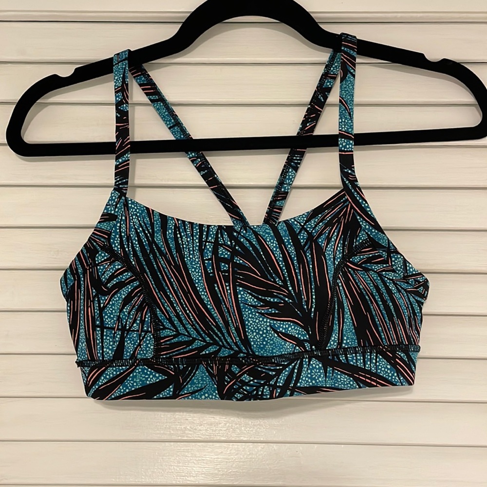 lululemon sports bra; Size: 2; Color: Teal/pink/black pattern
